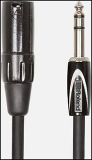 cover Roland Interconnect Cables, 1/4-inch TRS male to XLR male, Black Series 10 Foot